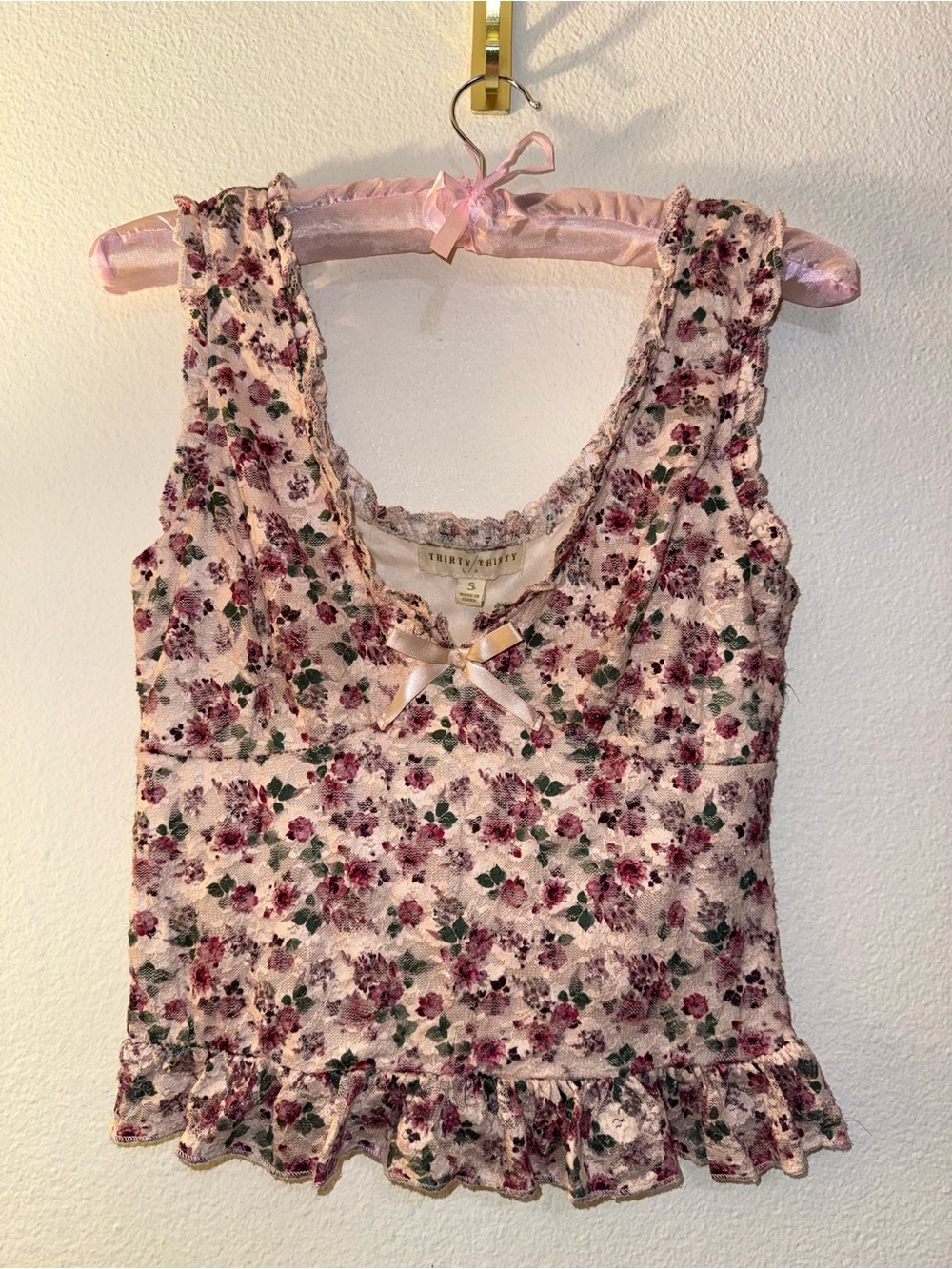 thirty-one Pink Floral Lace-Trim Tank Dress